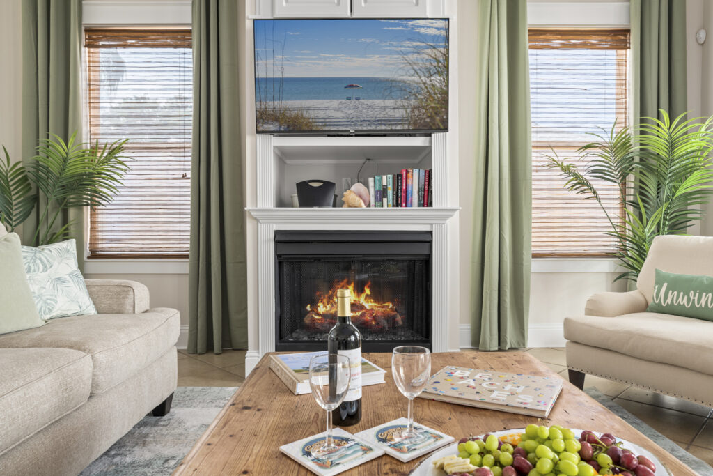 Living room with fireplace