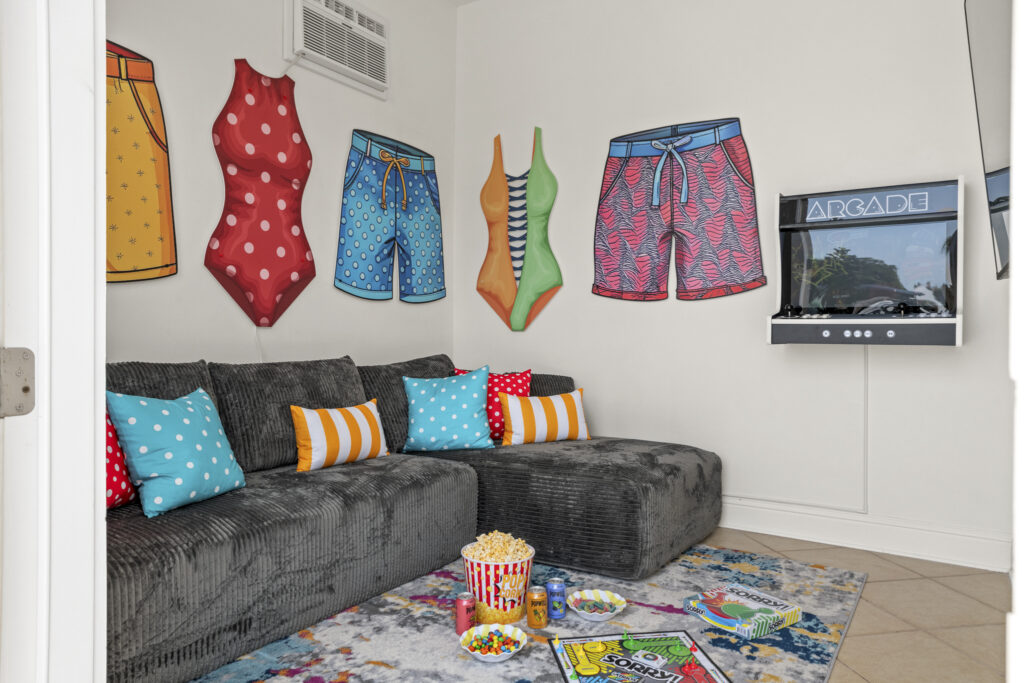 Pool house lounge and arcade