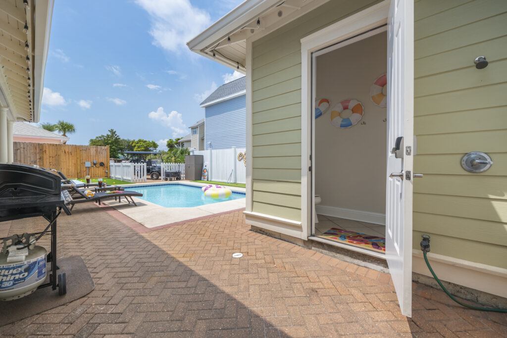 Pool house entry and the pool